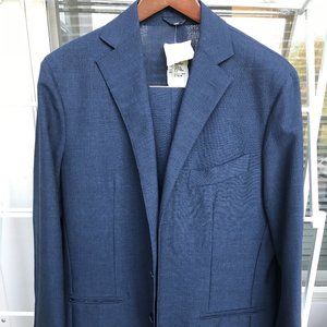 Eidos by Isaia Navy Summer Wool Suit 40L Unlined